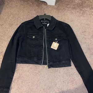 Aeropostale Black Cropped Authentic Denim Jacket